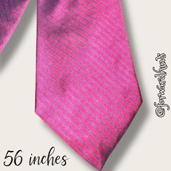 Tommy Hilfiger Red Necktie with Blue Pinstriping – 56 Inches Long - Picture 4 of 9